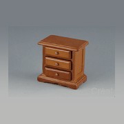 bedside table, 3 drawers cherrywood miniature 1:12