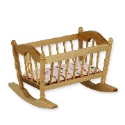 swinging craddle natural oak miniature 1:12