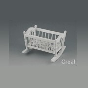 swinging cradle white miniature 1:12