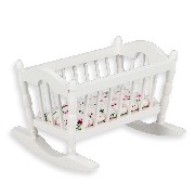 swinging cradle white miniature furniture 1:12