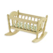 swinging cradle bare wood miniature 1:12