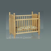 drop sided cot natural oak miniature 1:12