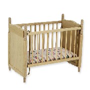 drop sided cot barewood miniature 1:12