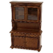 kitchen cupboard 2 doors walnut miniature 1:12
