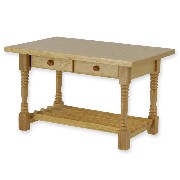 kitchen table w/drwers natural oak miniature 1:12
