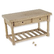 kitchen table w/drawers bare wood miniature 1:12