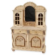 dining room w/mirror bare wood miniature 1:12