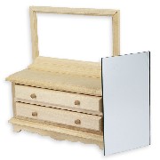 mirror dressing table bare wood miniature furniture 1:12