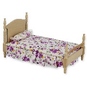 single bed bare wood miniature 1:12