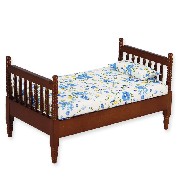 single bed walnut miniature furniture 1:12