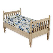 single bed w/coat bare wood miniature 1:12