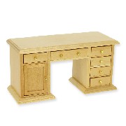 desk w.drawers, natural oak miniature 1:12