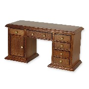 desk walnut w.drawers miniature 1:12