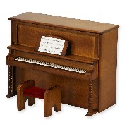 upright piano w stool walnut miniature 1:12