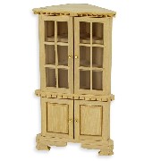 corner cabinet bare wood miniature 1:12