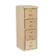 file shelf 4 drawers bare wood miniature 1:12