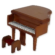 grand piano brown w stool cherrywood miniature 1:12