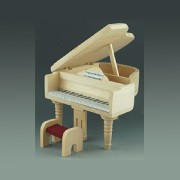 grand piano w stool bare wood miniature 1:12