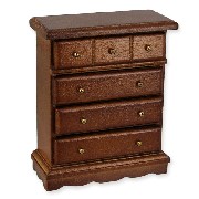 chest of drawers walnut miniature 1:12