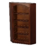 corner bookcase walnut miniature 1:12