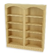 double bookcase barewood miniature furniture 1:12
