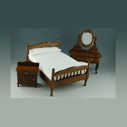 bedroom 5 pc walnut miniature 1:12