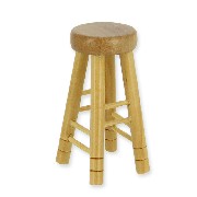 high stool natural oak miniature 1:12