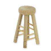 high stool bare wood miniature 1:12