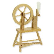 spinning wheel natural oak miniature 1:12