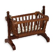 swinging cradle walnut miniature furniture 1:12
