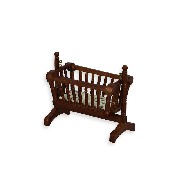 swinging cradle walnut miniature 1:12