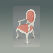 armchair louis xv ivory, pink fabric miniature 1:12