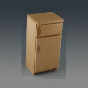 kitchen fridge, natural oak miniature 1:12