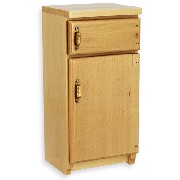 kitchen fridge, natural oak miniature furniture 1:12