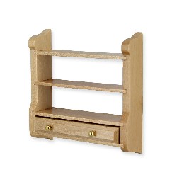 wall shelf w drawers natural oak miniature 1:12, Furniture