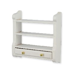 wall shelf w drawers white miniature 1:12, Furniture