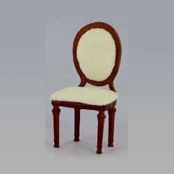 straight chair l-xvi cherry, ecru velvet miniature 1:12, Furniture