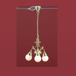 12v hanging lamp clip brass 3 globes miniature 1:12