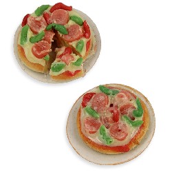 pizza on plate miniature 1:12, Miniatures