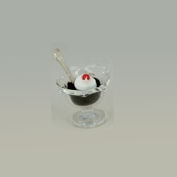 sundae dish, chocolate miniature 1:12, Miniatures