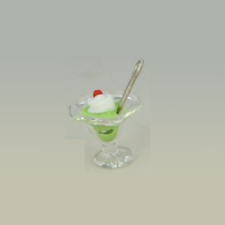 sundae dish, green mint miniature 1:12, Miniatures