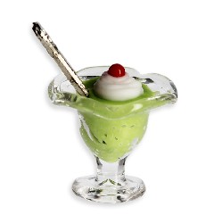 sundae dish, green mint Miniature 1:12