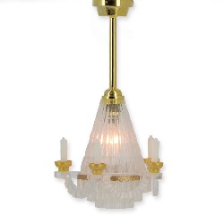 chandelier 12v gold 5 arms clip miniature 1:12, Electricity and Lamps 12V
