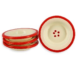 4 plates red/white Miniature 1:12