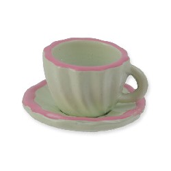 coffee cup + saucer ,pink miniature 1:12, Miniatures