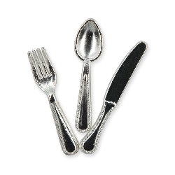 forks and spoons set 12 pcs silver miniature 1:12, Miniatures