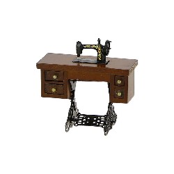 sewing machine wooden plate walnut miniature 1:12, Miniatures