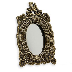 floral antic brass mirror Miniature 1:12
