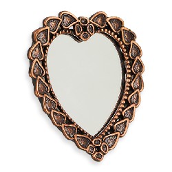 antic copper heart mirror Miniature 1:12