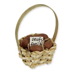 egg basket w/handle miniature 1:12, Miniatures